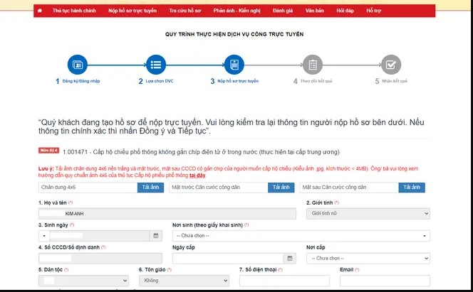 cách đăng ký làm hộ chiếu online 